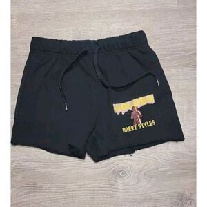 Women's "Golden Harry Styles"‎ Black Cut Off Gym Shorts Size Large